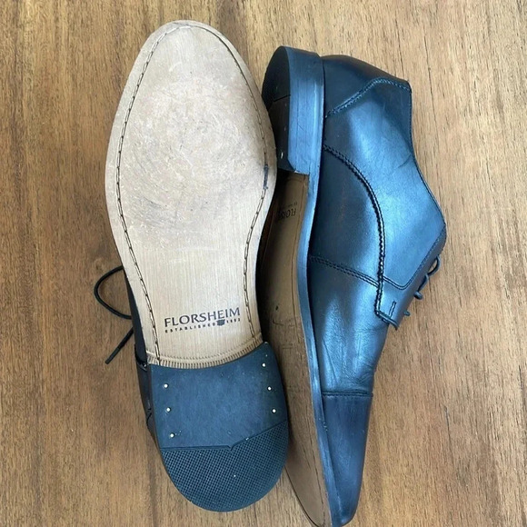 Florsheim Black Lace Oxford Cap Toe Dress Shoe Mens 11 EUC Classic Comfort Style - Picture 3 of 7